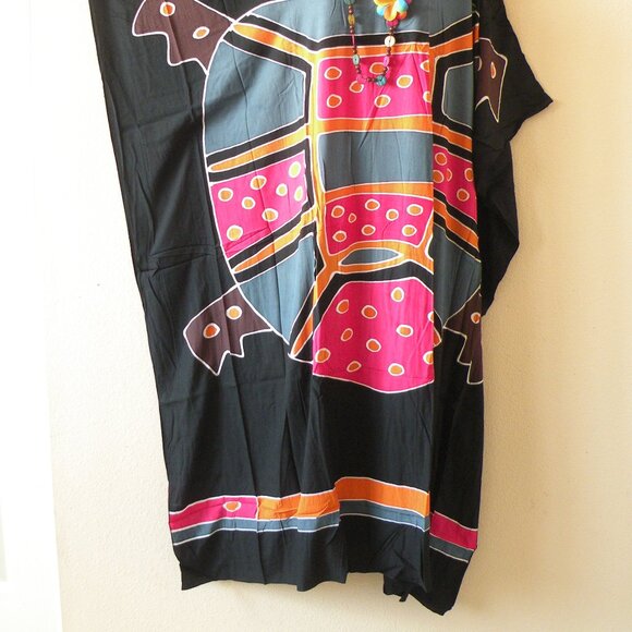 KD444 Turtle Batik Hand Painted Caftan Dolman Women Abaya Maxi Dress Up to 5X - Picture 2 of 3